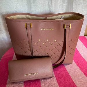 Michael Kors Blush/pink hand bag + wallet